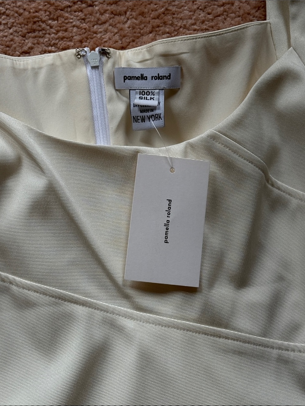💛 NWT Pamella Roland Butter cream Silk Dress - Picture 4 of 8